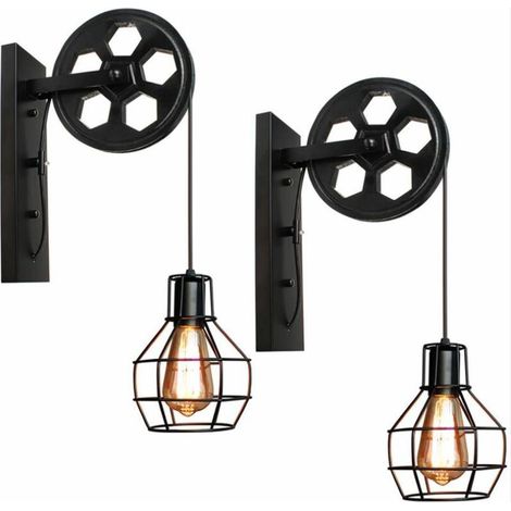 Industrielle, einteilige Wandleuchte, Wandleuchte im Antik-Stil, Innenleuchte, geeignet für Schlafzimmer, Wohnzimmer, Esszimmer (schwarz) (1/4)