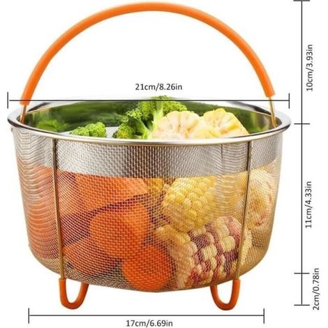 panier vapeur,Acier Inoxydable Panier à Vapeur,Panier Vapeur 6L,avec Poignée,pour Cuisson Vapeur Multifonction Accessoires Cookeo