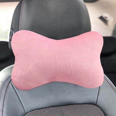 Coussin Appuie-Tete Voiture - Forme Ergonomique - Sangle Reglable - Pour Siege Auto SUV Bureau - Rose - Lot De 2 (1/5)
