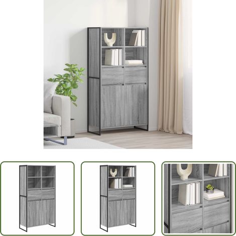 vidaXL Industriestil - Sideboard 2 pcs Graues Sonoma 81 x 36 x 150.5 cm Holzwerkstoff (1/5)