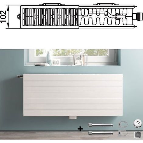 Kermi Therm X2 Line Vplus Radiateur à vanne Raccord central Type 22 605x1005mm Position de la vanne à gauche PLP220601001L1K (1/5)