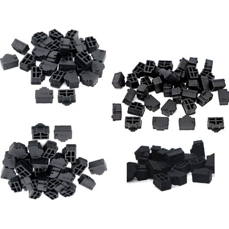 200PCS Hub Port RJ45 Anti-Staub Kappe Protector Stecker Schwarz Silikon Ethernet (1/4)