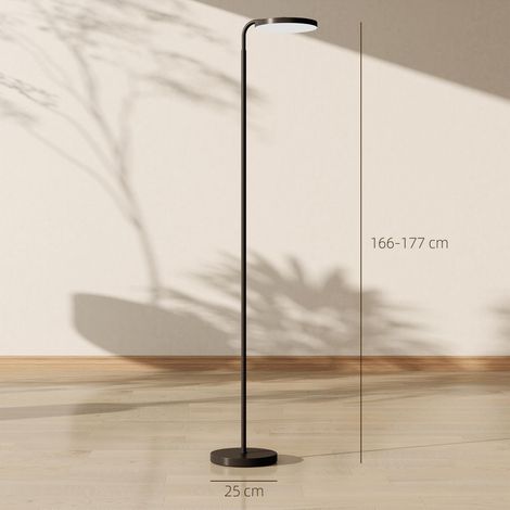 Lampadaire LED avec télécommande magnétique, orientable et flexible, en métal noir. (1/5)