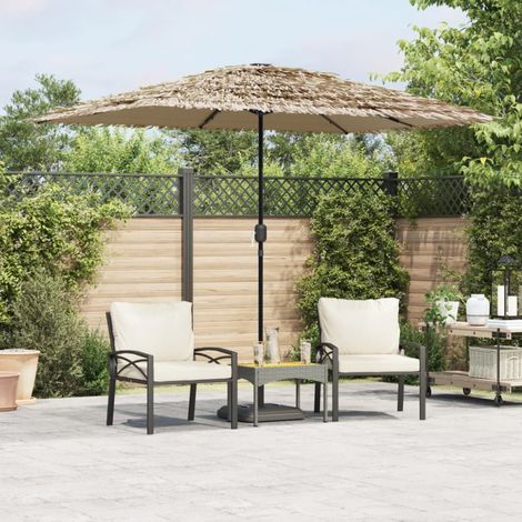 vidaXL Parasol de jardin avec LED et mât en acier marron 300x200x250cm