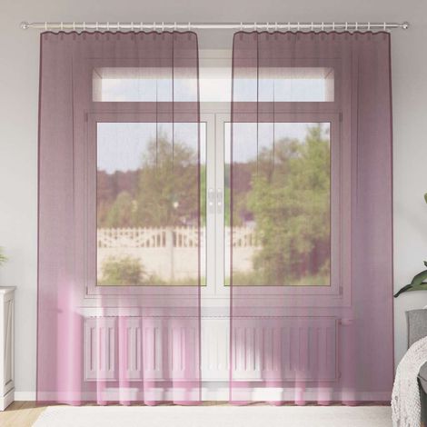 Voile Vorhänge mit Stangentaschen 2 Stk. Lila