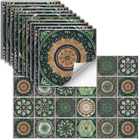 Lot de 24 autocollants pour carrelage 4x4, autocollants décoratifs repositionnables, stickers carrés pour crédence de cuisine, cheminée, salle de bain (1/5)