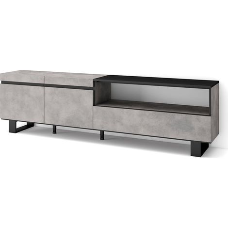 Skraut Home - TV-Schrank, Lowboard, für Wohnzimmer und Esszimmer, 200x57x35cm, Für TV-Geräte bis zu 80", Industriedesign, Moderner Stil, Zementgrau (1/5)