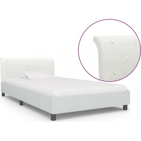 Bettgestell Weiß Kunstleder 100×200 cm vidaXL (1/5)