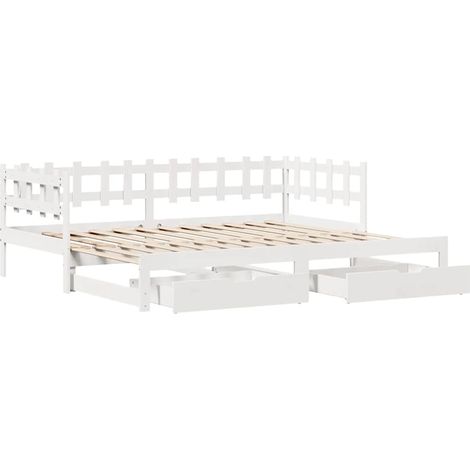 Tagesbett Ausziehbar mit Schubladen ohne Matratze Weiß 90x190cm vidaXL (1/4)