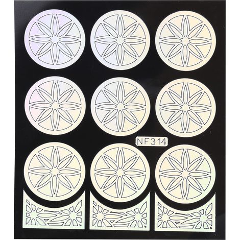 Autocollants de nail art stencil floral NF314 - Décalcomanies pour manucure, motifs fleurs, gabarit de vernis à ongles (1/3)