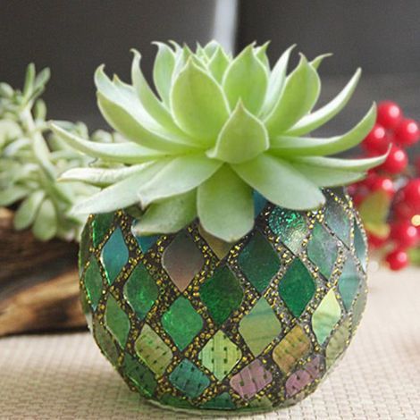 Selbstgemachter Kerzenhalter aus Glas für die Heimdekoration, Sukkulenten-Blumentopf, ideal für Hochzeiten und Partys (1/5)