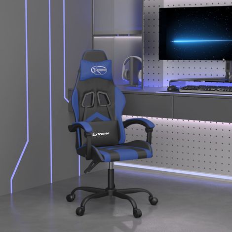 Fauteuil gamer Chaise de bureau - Fauteuil de jeu Noir et bleu Similicuir BonneVie-49592 (1/5)
