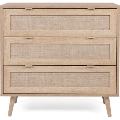 Kommode 80 x 40 cm Eiche hell mit drei Schubladen - Agrigento (1/5)