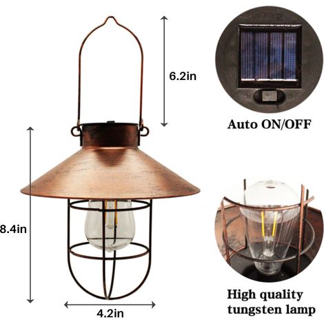 Vintage-Solar-Hängelaternen für den Außenbereich mit warmweißen LED-Lampen für Garten, Hof, Terrasse und Gartenweg (1/5)