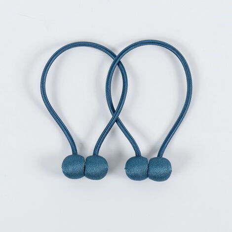 Lot de 2 Embrasses de Rideaux Magnétiques- Bleu Corde pour Rideaux Tressage avec Aimant Solide pour Chambre Salon Bureau (1/5)