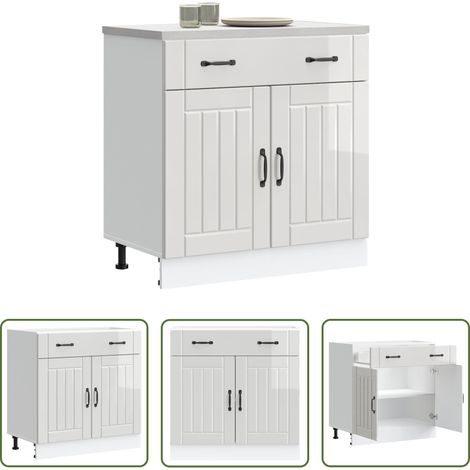 vidaXL Holzwerkstoff - Küchen-Unterschrank Lucca Hochglanz-Weiß Holzwerkstoff (1/5)