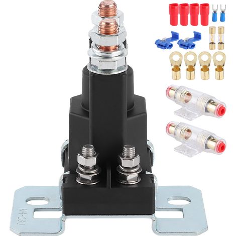 Relais DC 12V 500A avec porte-fusible 100A, coupleur de batterie double pour voiture, camping-car et bateau (1/5)