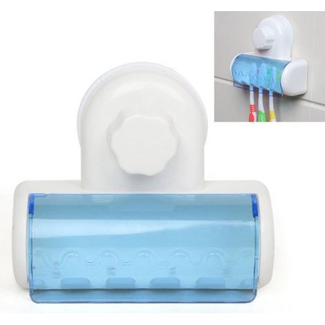 Soporte para cepillos de dientes, Soporte para cepillos de dientes con ventosa, Montaje en pared, Estante de baño, Blanco, ABS, 12410 cm (1/5)