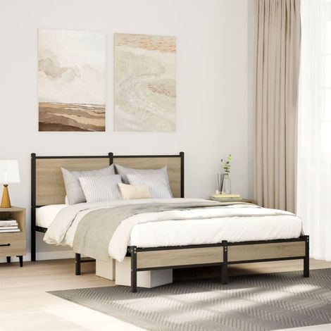 Metallbett ohne Matratze Sonoma-Eiche 150x200 cm (1/5)