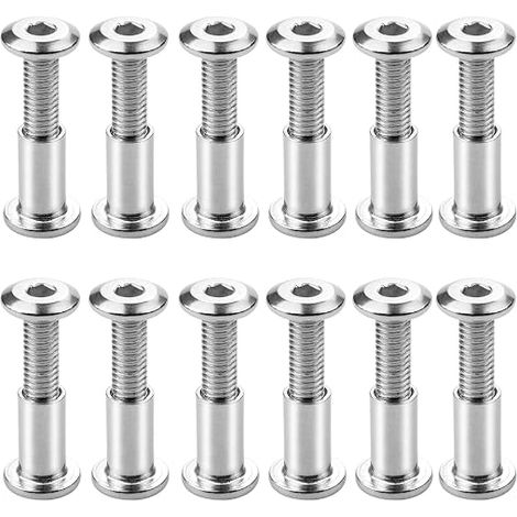 M6 x 20mm Screw Connecting Screws with Bolt Hex Socket Fixing Bolts Flat Head Binding Bolt with Sleeve Nut for Connecting Cabinets, Shelves (1/5)