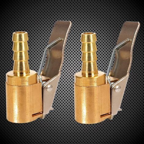 2 Pièce 6mm Adaptateur de Valve de Pneu de Voiture, Air Mandrin Pompe De Gonflage Valve Clip Pince Connecteur Adaptateur, Embout pour Compresseur Laiton Pneumatique (1/5)