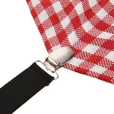 4 Pack Adjustable Elastic Ties with Metal Clips, Fitted Bedding Straps, Easy Install Strappy Mattress, Firm and Tight, Black (1/4)