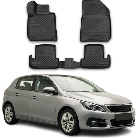 Tapis de Sol Compatible avec Peugeot 308 2014-2021 Caoutchouc TPE Noir
