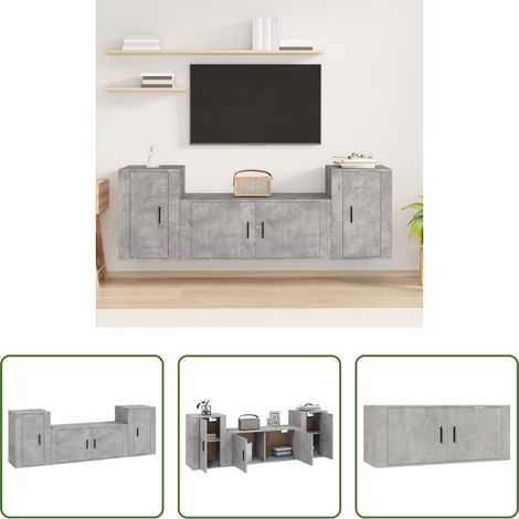 TV-Schrank Set - 3-tlg. TV-Schrank-Set Betongrau Holzwerkstoff (1/5)