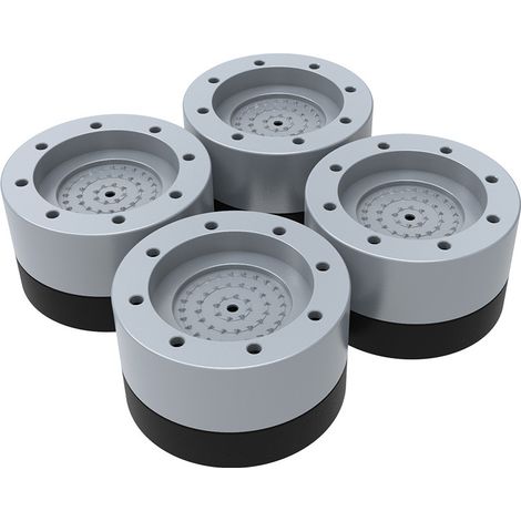 Lot de 4 patins amortisseurs universels pour lave-linge et réfrigérateur, base stabilisatrice - Gris (1/4)
