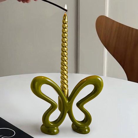 Bougeoir conique en forme de papillon, bougeoir conique en forme de papillon de style minimaliste, bougeoir décoratif en résine. (1/5)