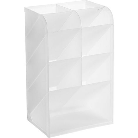 Multifunktionaler Schreibtisch-Organizer, transparenter, abgewinkelter Make-up-Pinselhalter aus Kunststoff fürs Büro (1/5)