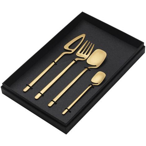 4 Piece Hanging Cutlery Set, Satin Cutlery Set with Knife/Fork/Spoon, Dishwasher Safe