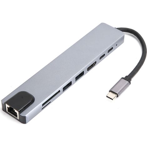 Hub 8 en 1 TypeC vers USB 3.0, HDMI, RJ45, Ethernet, Mini SDTF, OTG (1/5)