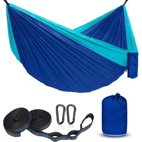 Hamac Suspendu Hamac Portable Léger Portable Toile de hamac Confortable Hamac de Camping avec Sac de Transport Hamac pour Balcon La Sieste Plage (Color : Blue, Size : 140cm/260cm) (1/5)