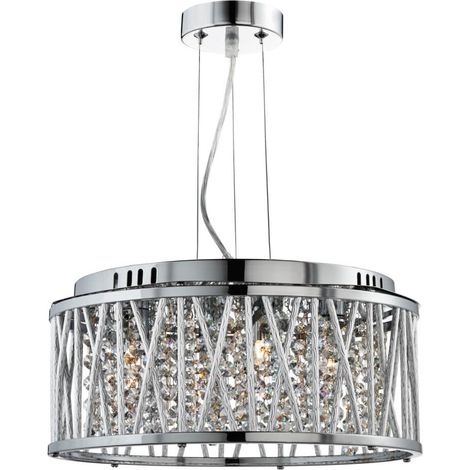 Searchlight Elise - Plafonnier à 4 ampoules au fini chrome avec cristaux, G9 (1/3)