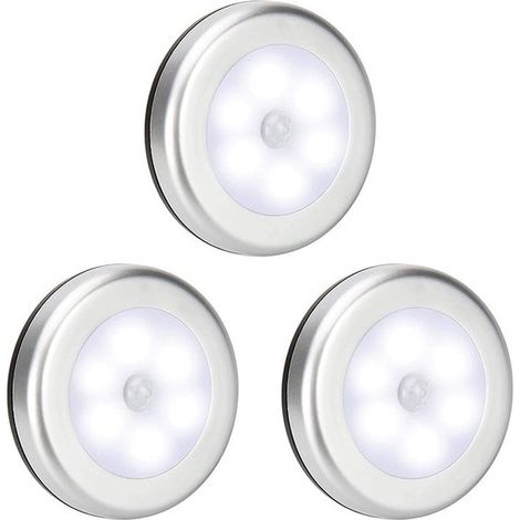 3-teiliges LED-Nachtlicht-Set – mit Bewegungssensor – Babyzimmer-Nachtlicht – batteriebetrieben – kabelloser Sensor – für Kinder und Babys – silberweißes Licht