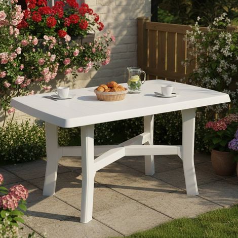 Dmora Rechteckiger Gartentisch, Made in Italy, Farbe Weiß, Maße 88 x 72 x 138 cm