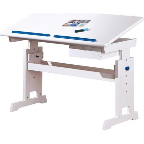 Bureau Enfant Pupitre "School" 109cm Blanc (1/5)
