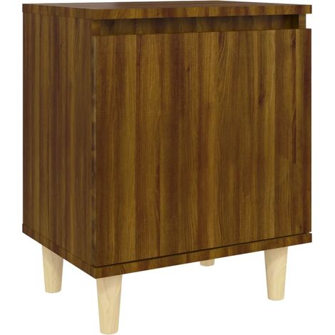 Mesita de noche con compartimento con soporte para patas de madera 40 x 30 x 50 cm madera contrachapada marrón DEC033204