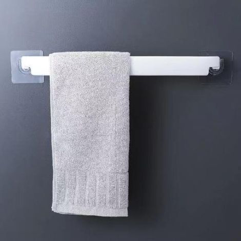2 porte-serviettes sans poinçon, porte-serviettes de salle de bain, porte-pantoufles de toilette, porte-serviettes suspendu, porte-serviettes de cuisine(Blanc)