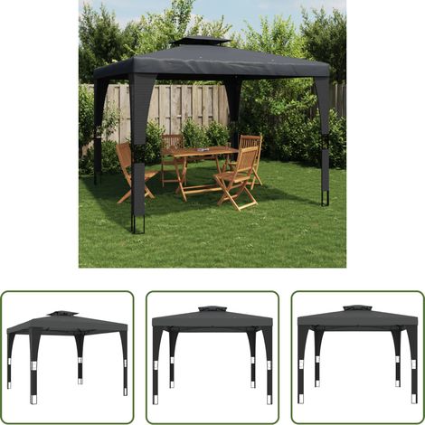 vidaXL Toit ventilé - Tonnelle à double toit anthracite 2,98x2,98 m acier (1/5)