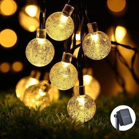 Guirlande Lumineuse Solaire - 30 LED Boules - 6.5 m - Étanche - Pour Jardin Extérieur Maison Terrasse - 1 Pièce