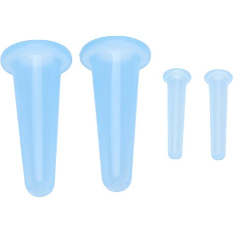 Lot de 4 ventouses faciales en silicone bleu, 2 grandes et 2 petites, ventouses à vide à pression unique pour massage et absorption d'humidité (1/5)