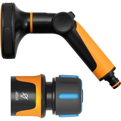 FISKARS Pistolet d'arrosage - Multi 5 fonctions avec raccord STOP - set de pulvérisation universel