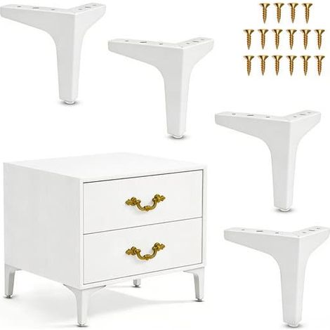 Pieds de meuble TV de luxe en quatre parties - support - pieds de meubles/table basse/canapé - métal - vis incluses - robustes et antidérapants - 17 cm (1/5)