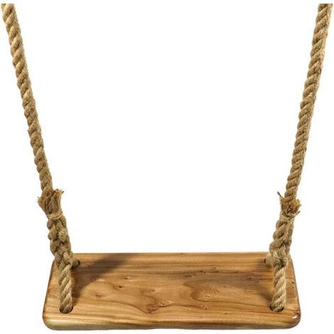 Wooden Swing Seat with Adjustable Jute Rope, Durable Wooden Tree Swing for Children, Teens, and Adults V7110C (with Connecting Belts) (1/5)