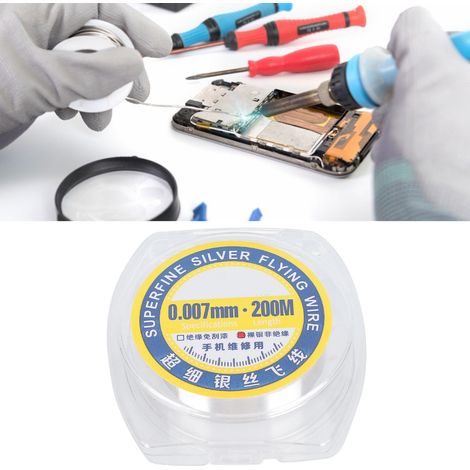Feinsilberdraht (0,007 mm/0,009 mm), 200 m, zur Reparatur von Lötstellen durch Markierung von Bruchstellen auf dem Prozessor von Motherboards. (1/5)