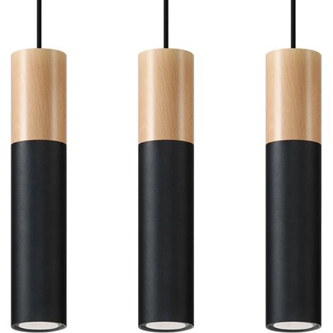 Lámpara colgante Vira negro, 3 luces (1/5)