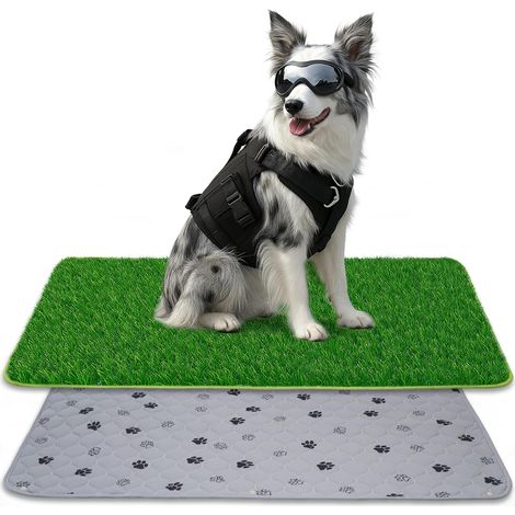 60X90CM 2 en 1 Gazon Artificiel et de Tapis Réutilisable - Tapis d'apprentissage de la Propreté pour Chiens-Toilette pour Chien-Tapis Chien Pipi-Litière pour Chien pour Intérieur/Extérieur (1/5)