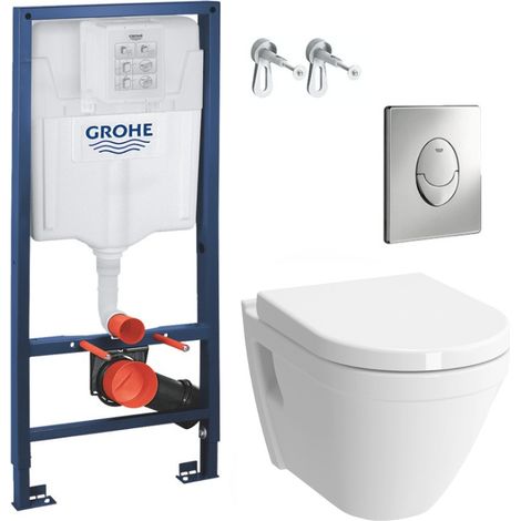 Grohe Pack WC Rapid SL Vorwandelement + WC-Becken Vitra S50 + WC-Sitz softclose + Chromplatte (GROHE-S50softclose-2)